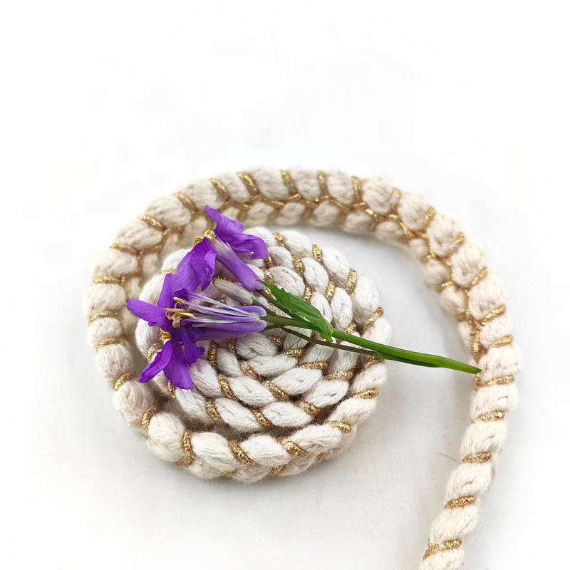 Estilo blanco poliéster algodón oro Gimp trenzado cinta de trenzas cruzadas para ropa de mujer