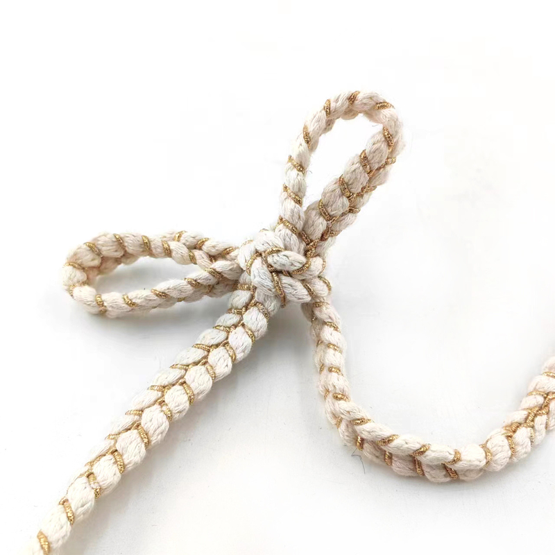 Estilo blanco poliéster algodón oro Gimp trenzado cinta de trenzas cruzadas para ropa de mujer