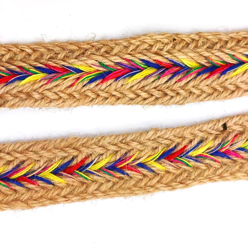 2.5cm de ancho de jute natural de encaje de recorte de cintas torcidas de espina de arenque para artesanía de yute