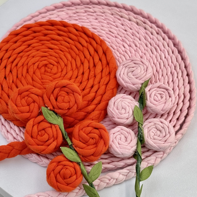 Zapatos y sombreros de cuerda de algodón de tres hilos de colores Accesorios para necesidades de tamaño personalizado