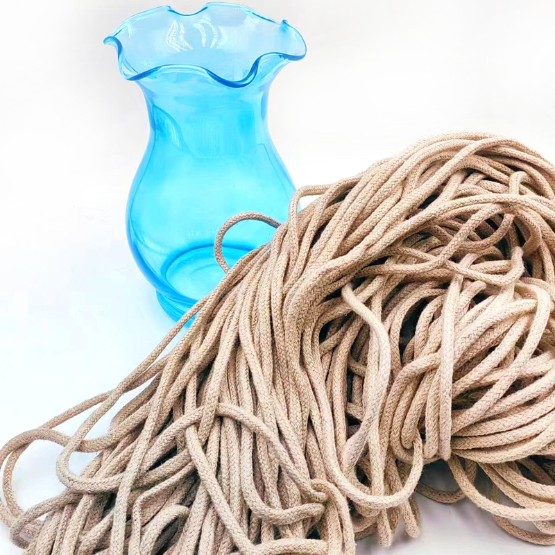 Cuerdas de cáñamo huecas de 5 mm para accesorios de ropa de bricolaje 100% Cuerdas de jute trenzadas con telas de cáñamo
