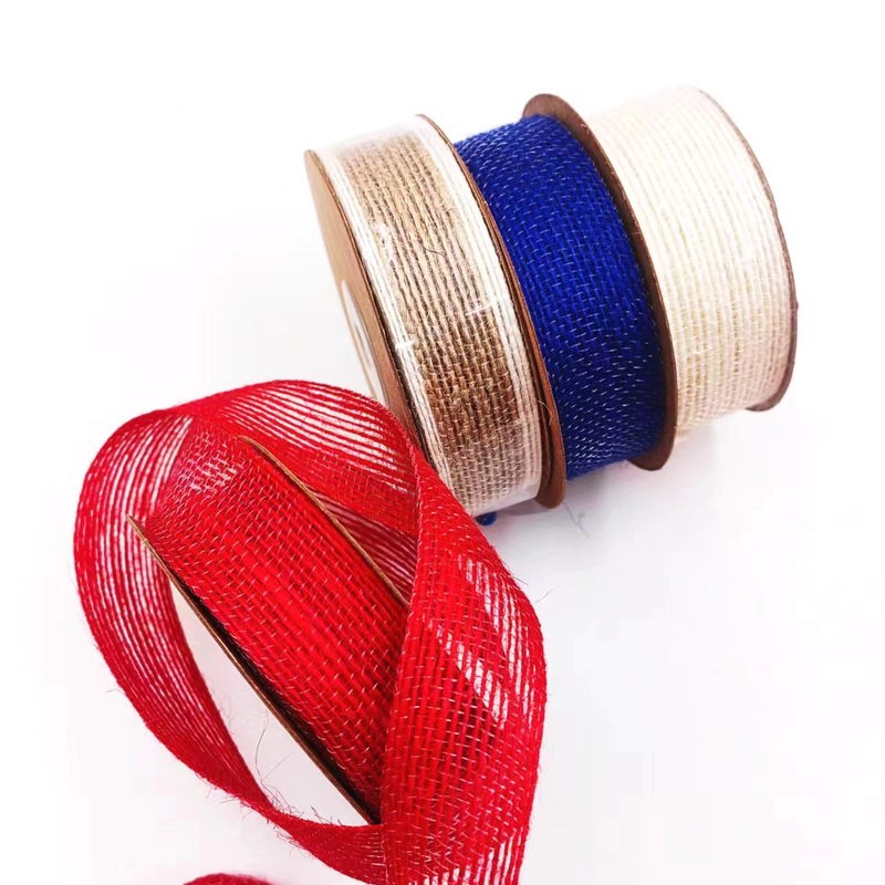 Jute Webbing Paste regalo de embalaje cinta de arco con 7 días de pedido de muestra tiempo de entrega de apoyo