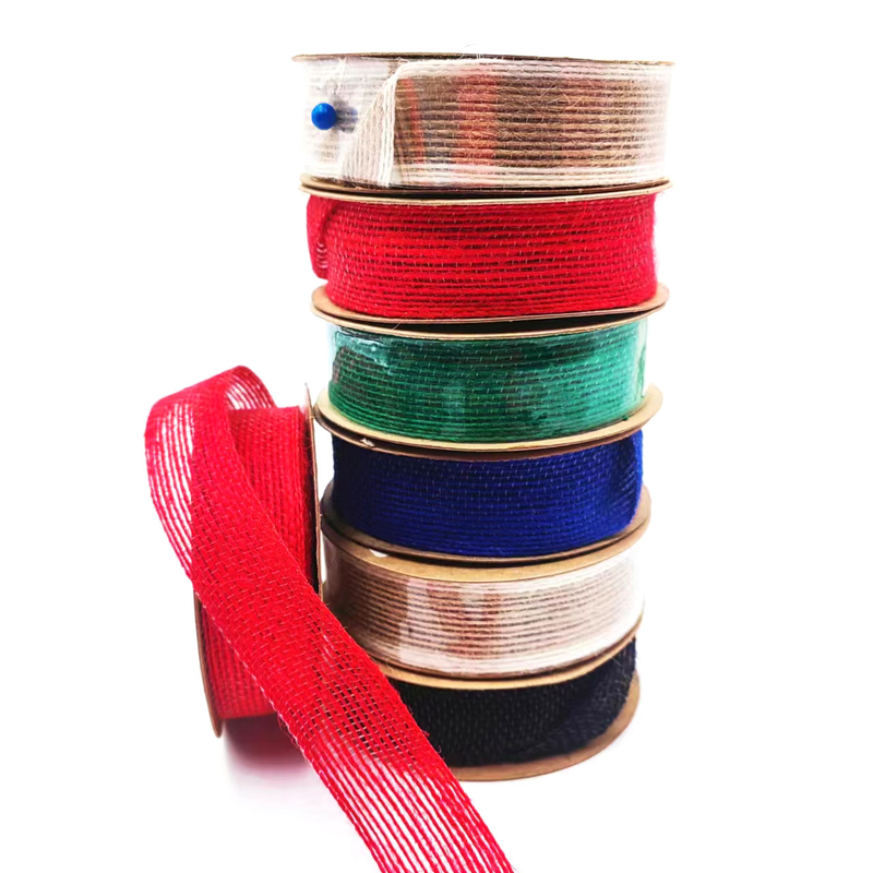 Revestido con 0,8 mm Pequeño paquete 90% de yute 10% de poliéster de yute para correa de bolsas de colores