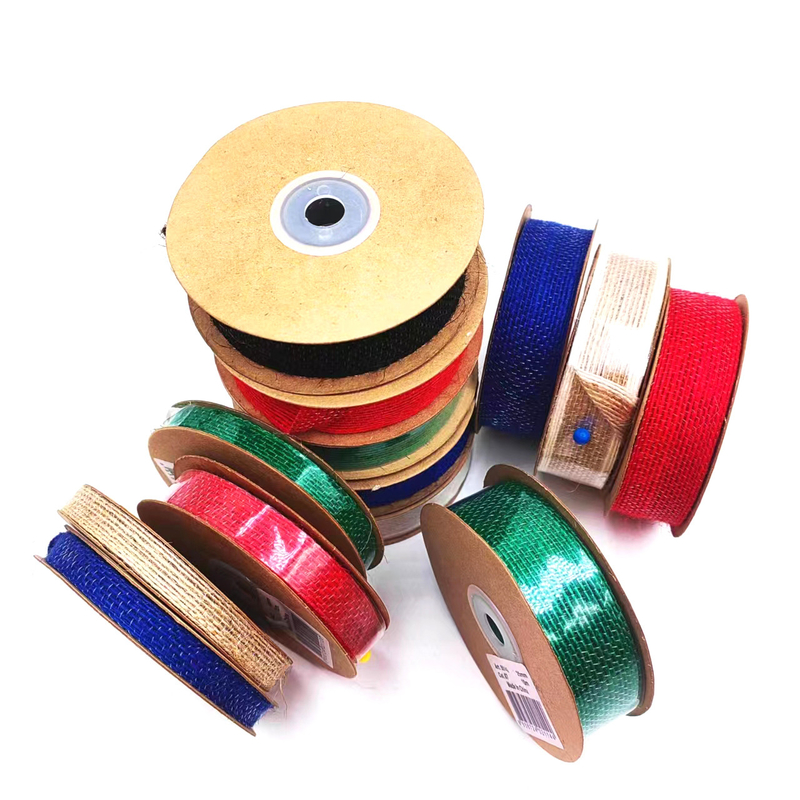 Revestido con 0,8 mm Pequeño paquete 90% de yute 10% de poliéster de yute para correa de bolsas de colores