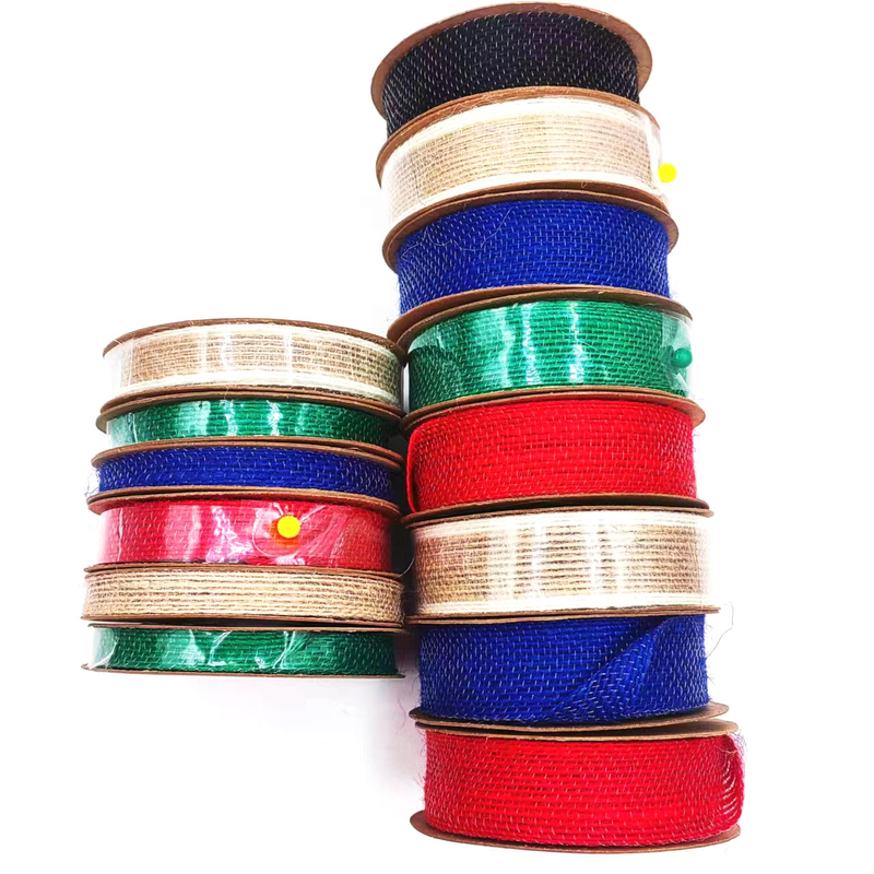Revestido con 0,8 mm Pequeño paquete 90% de yute 10% de poliéster de yute para correa de bolsas de colores