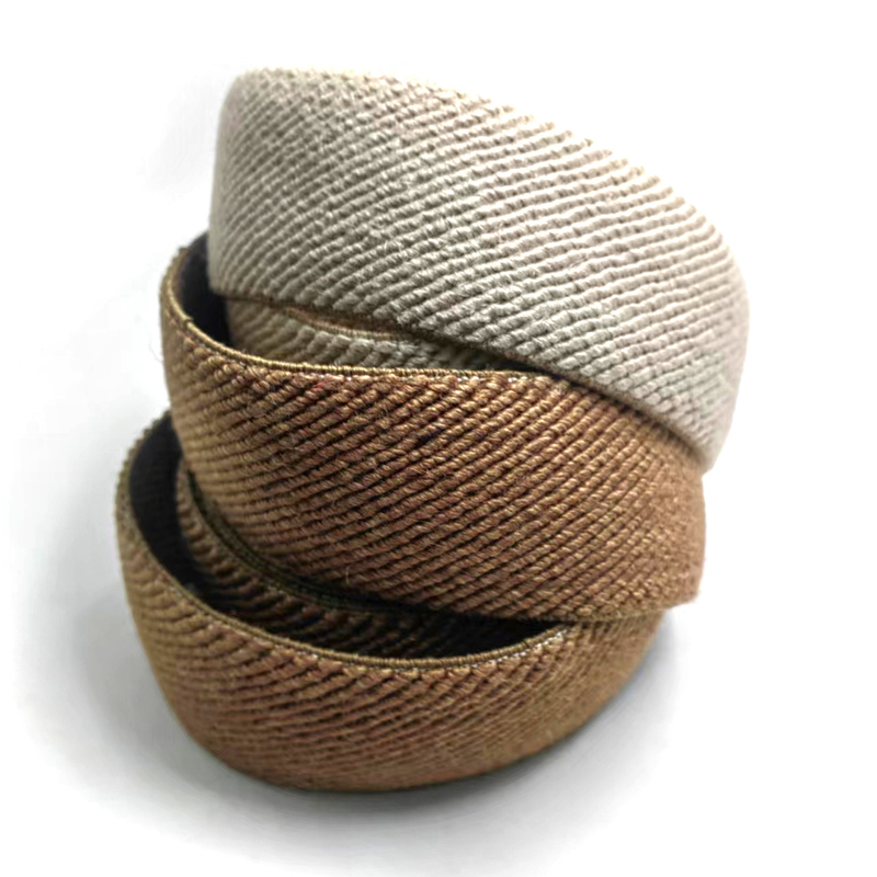 50% de yute 40% de látex 10% de poliéster Twill Tejido elástico para material de calzado sostenible