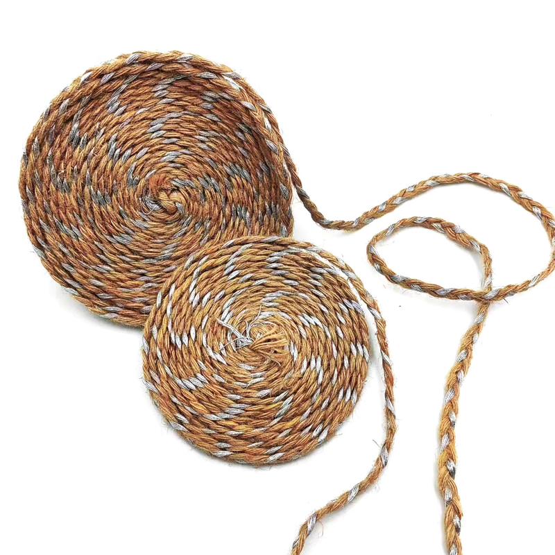 Renueva el embalaje de su ropa con hilo de yute de cordón decorativo de cáñamo trenzado con alambre de plata