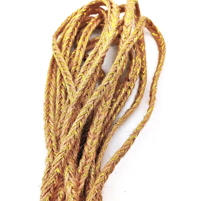 Renueva el embalaje de su ropa con hilo de yute de cordón decorativo de cáñamo trenzado con alambre de plata
