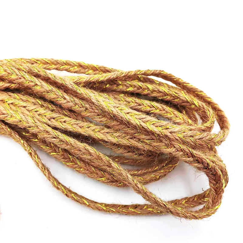Renueva el embalaje de su ropa con hilo de yute de cordón decorativo de cáñamo trenzado con alambre de plata