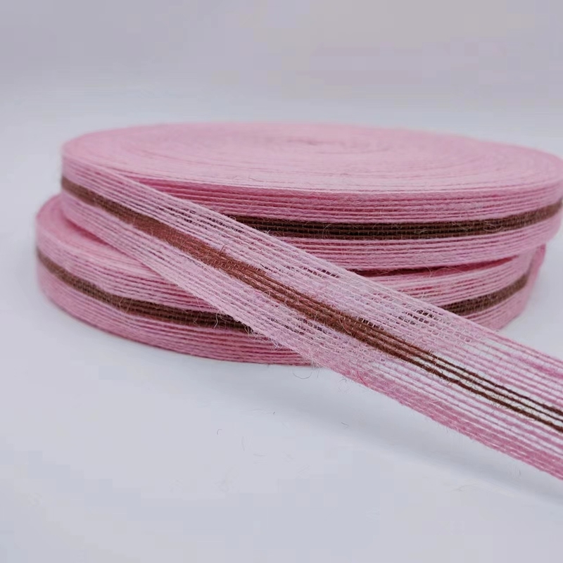 Tela de cinta de yute de tamaño personalizado de 3 cm para embalajes de regalos coloridos sostenibles