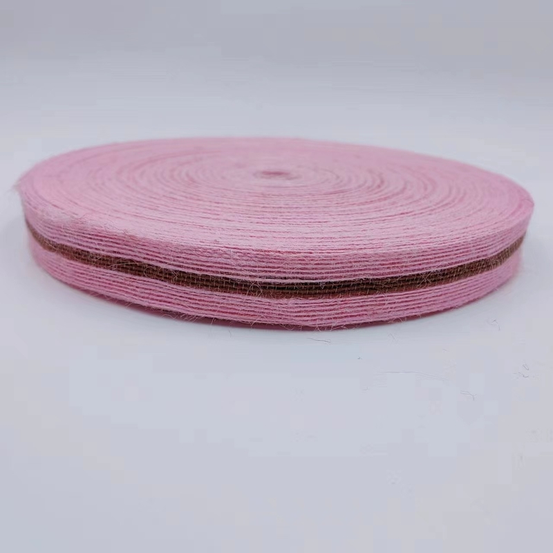Tela de cinta de yute de tamaño personalizado de 3 cm para embalajes de regalos coloridos sostenibles