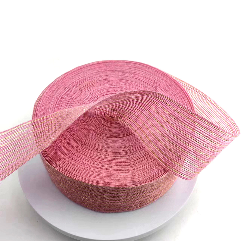 Cinta de yute rosa Jute Burlap Rolls para el embalaje de regalos Decoración de la boda de Navidad 2.6 pulgadas