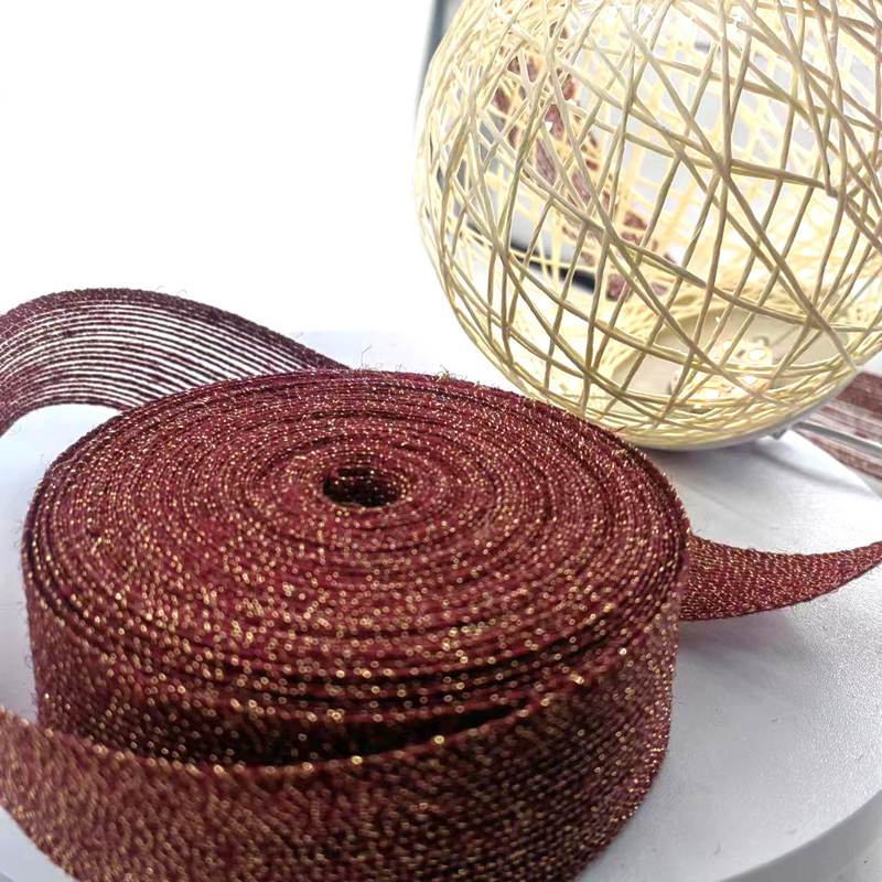 80% de yute 20% de poliéster eco-amigable cinta de cáñamo envuelta en oro para la línea de pesca decorativa