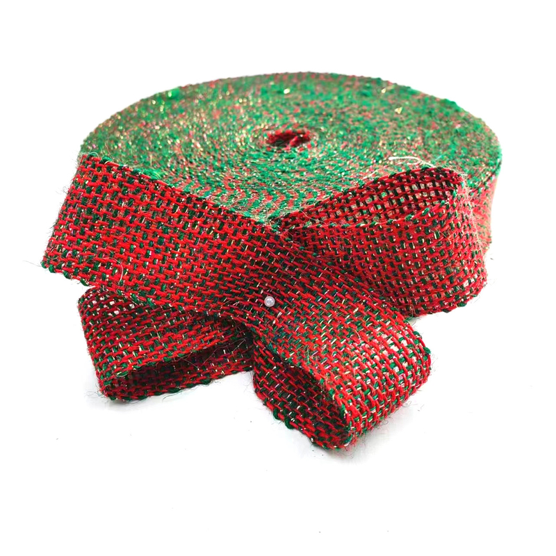 Sostenible 4 Cm Rojo Naranja Plata Colorido Navidad Decorativa Jute cinta de telas