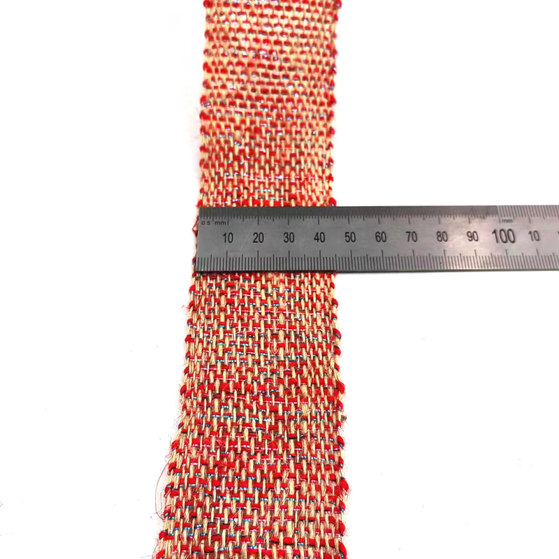 Sostenible 4 Cm Rojo Naranja Plata Colorido Navidad Decorativa Jute cinta de telas