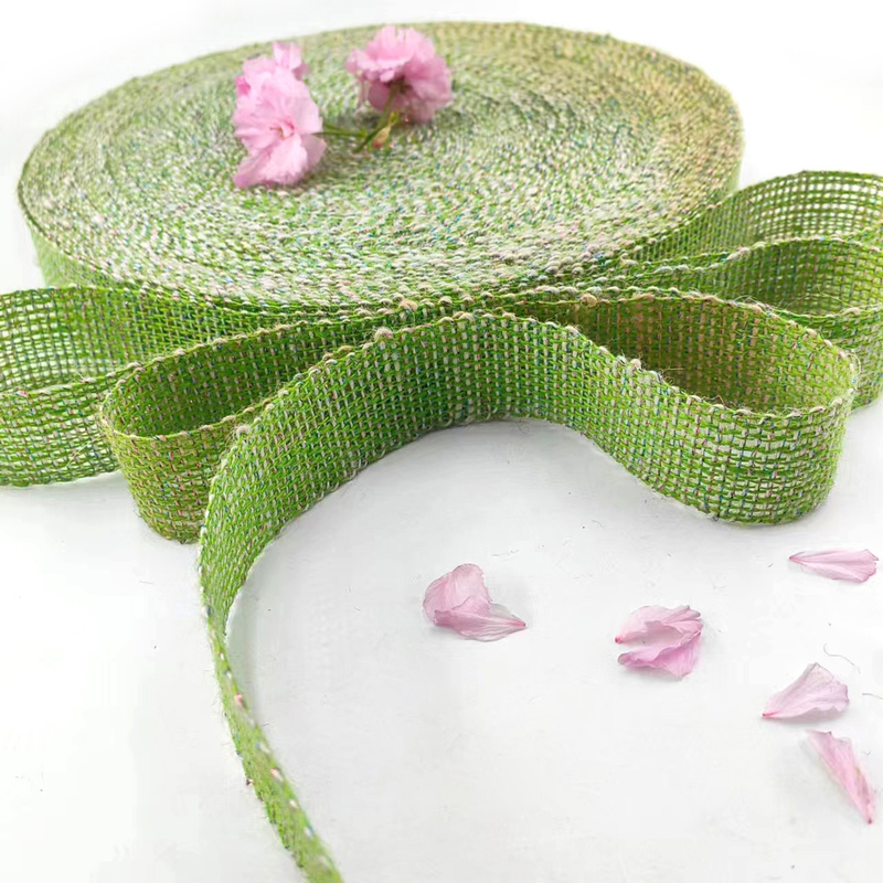 Exquisite Deco Green Webbing 100% Jute 1.5 pulgadas cinta de yute para el tejido y el embalaje