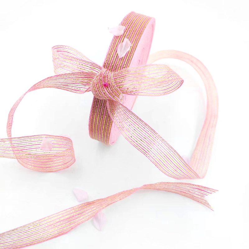 50 por ciento de yute 50 por ciento de poliéster de seda de pescado brillante cinta de yute decorativa para el embalaje de regalos