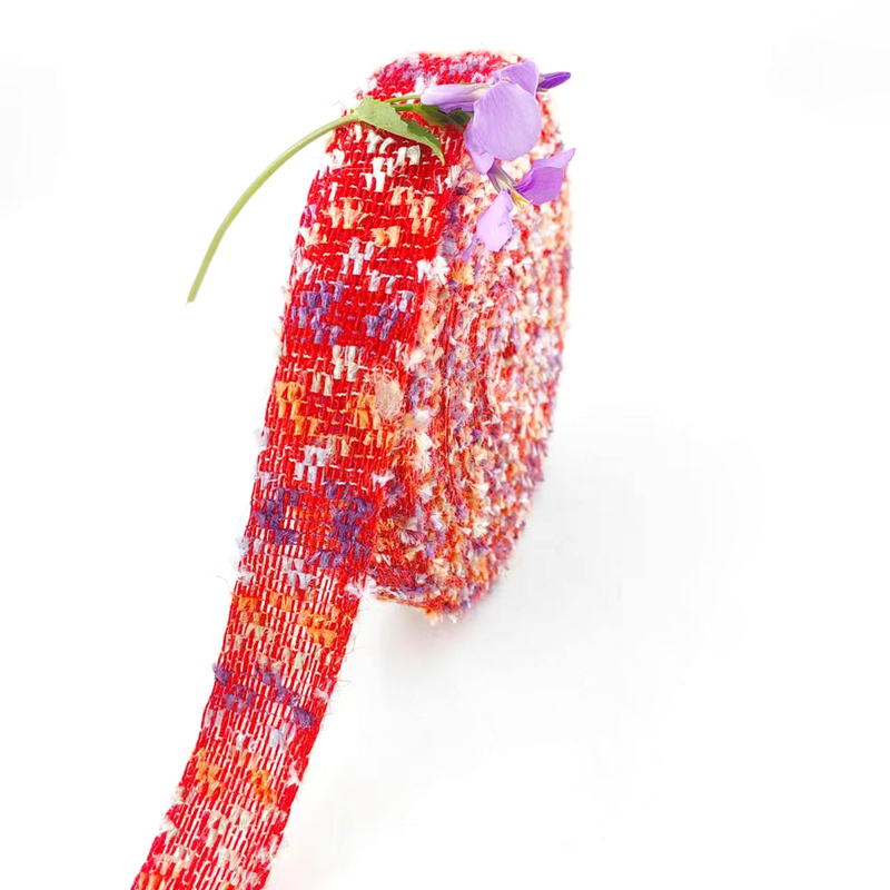 Cinturón de tejido de burlap de yute rojo de cuerda trenzada para decoraciones de bodas y fiestas