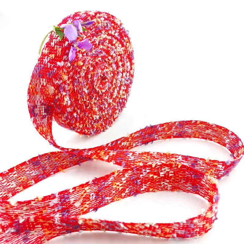 Cinturón de tejido de burlap de yute rojo de cuerda trenzada para decoraciones de bodas y fiestas