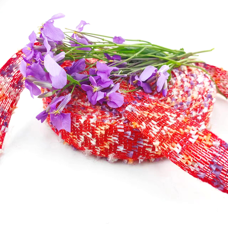 Cinturón de tejido de burlap de yute rojo de cuerda trenzada para decoraciones de bodas y fiestas