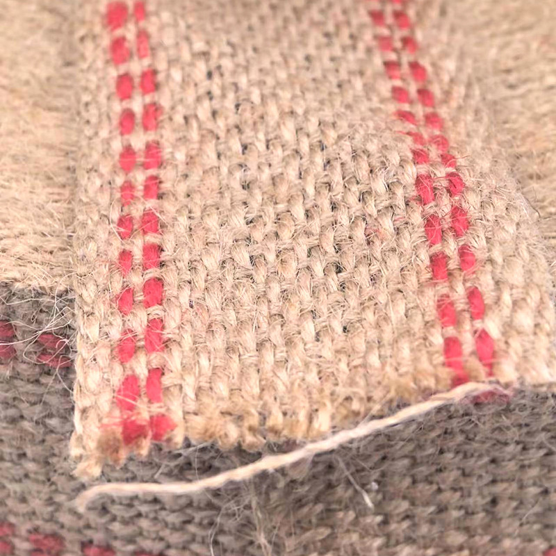 Espeso tejido natural de rayas rojas de yute cinturón rollos para el mango de la bolsa sostenible y elegante