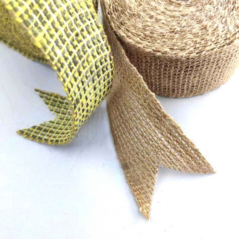 Cintas decorativas de yute para bolsas Decoración Textil para el hogar verde de 45 mm de ancho