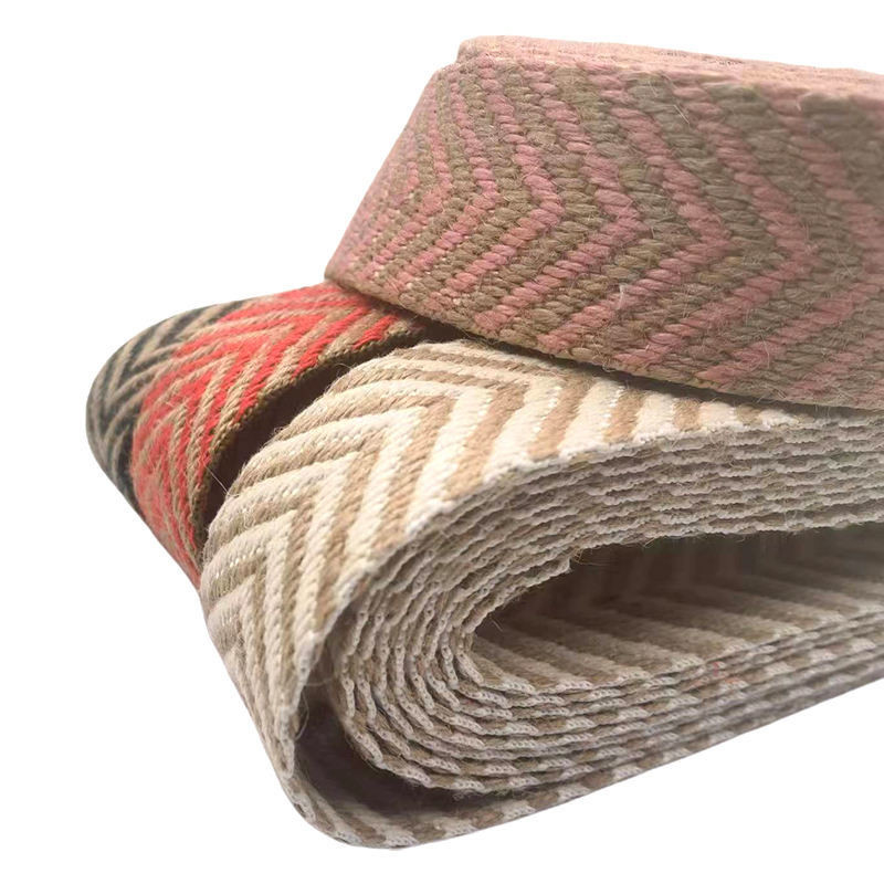 Ecológico 4 cm de ancho 2,5 mm de grosor Jute Webbing Herringbone Webbing borde para el calzado