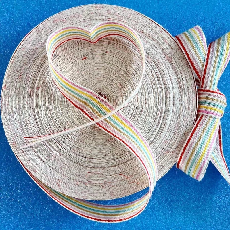 Ancho de la cinta de cáñamo de siete colores Ancho personalizado para personalizar y multipropósito