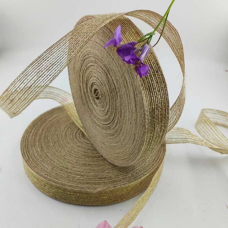 Cinturón de yute de bricolaje con cinta de seda de pescado de jute de cáñamo de 25 mm estilo simple
