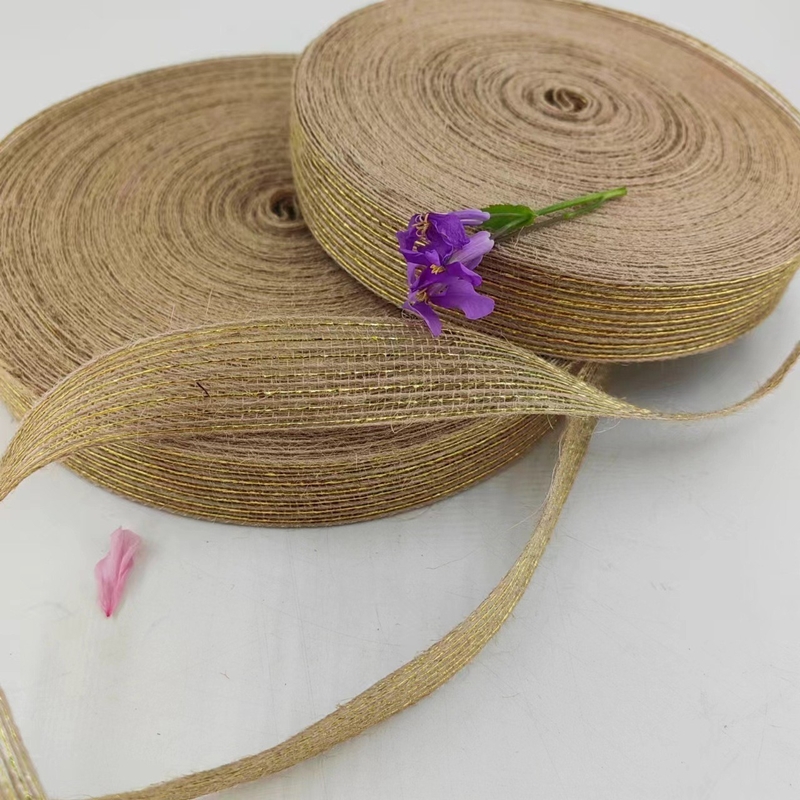 Cinturón de yute de bricolaje con cinta de seda de pescado de jute de cáñamo de 25 mm estilo simple