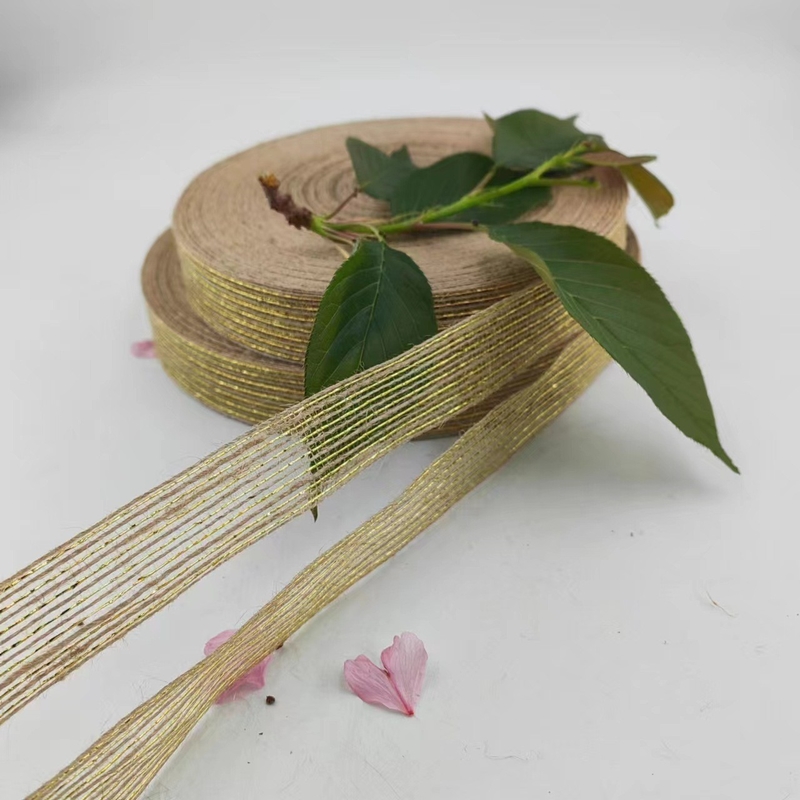Cinturón de yute de bricolaje con cinta de seda de pescado de jute de cáñamo de 25 mm estilo simple