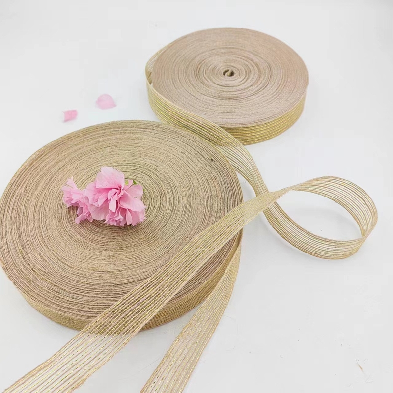 Cinturón de yute de bricolaje con cinta de seda de pescado de jute de cáñamo de 25 mm estilo simple