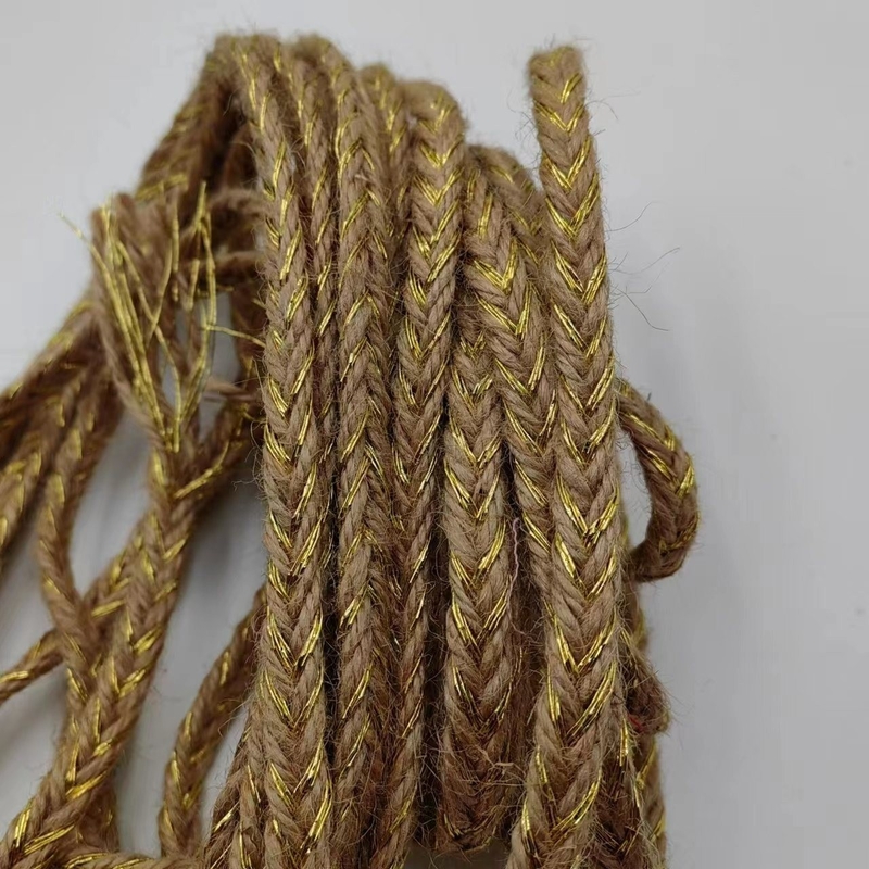 Materiales de diseño ecológicos Ancho A medida Color dorado trenzado Jute Trenzas y hojas
