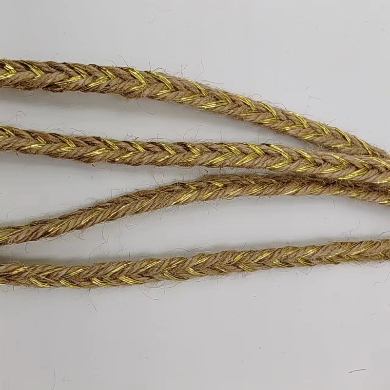 Materiales de diseño ecológicos Ancho A medida Color dorado trenzado Jute Trenzas y hojas