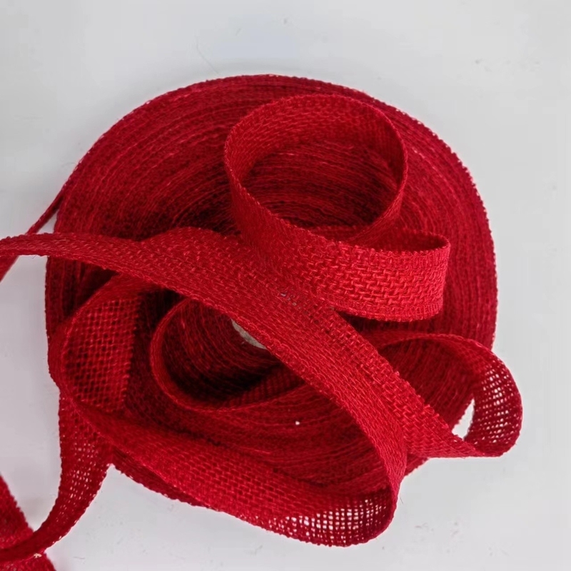 Personalización de accesorios de ropa de cinta de yute rojo con soporte de pedido de muestras de 7 días