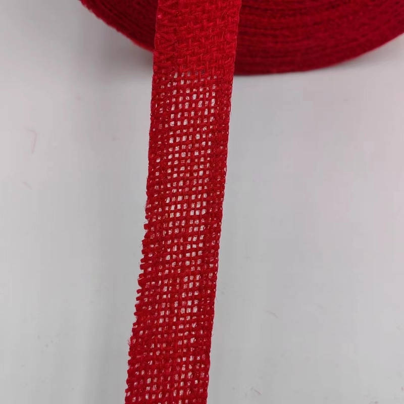 Personalización de accesorios de ropa de cinta de yute rojo con soporte de pedido de muestras de 7 días