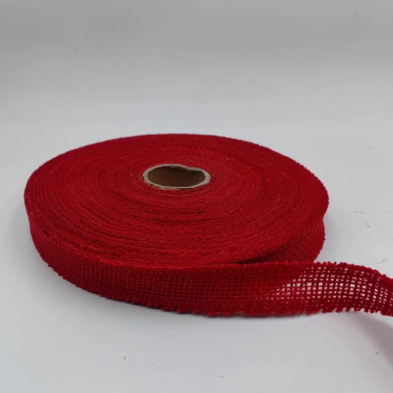 Personalización de accesorios de ropa de cinta de yute rojo con soporte de pedido de muestras de 7 días