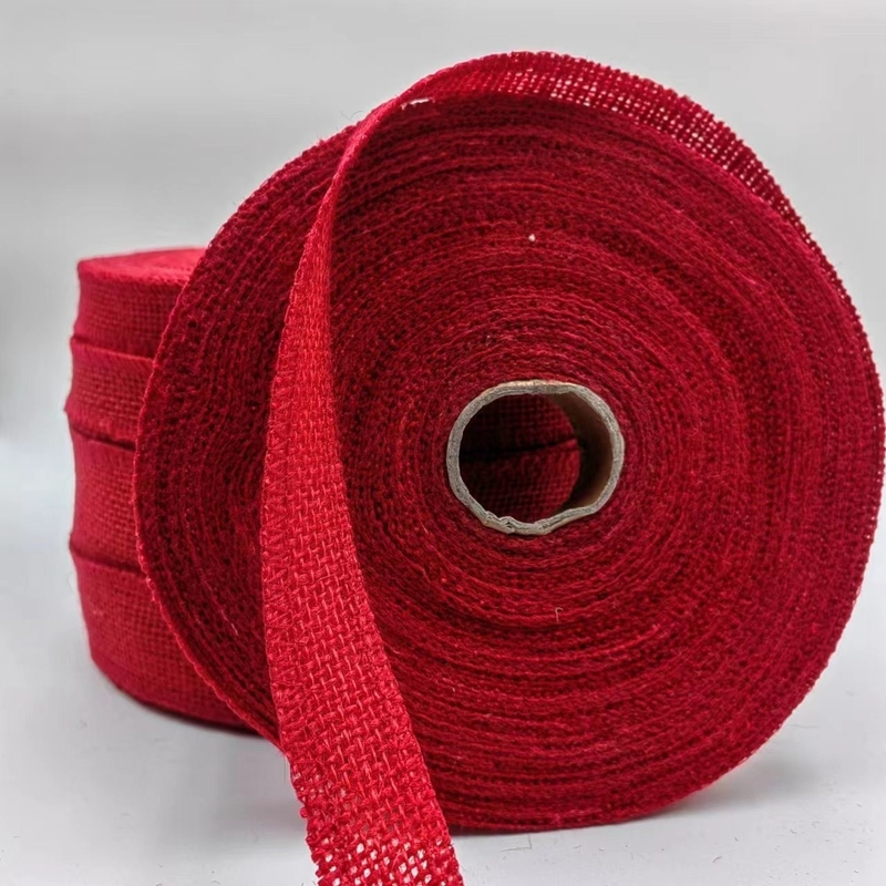 Personalización de accesorios de ropa de cinta de yute rojo con soporte de pedido de muestras de 7 días