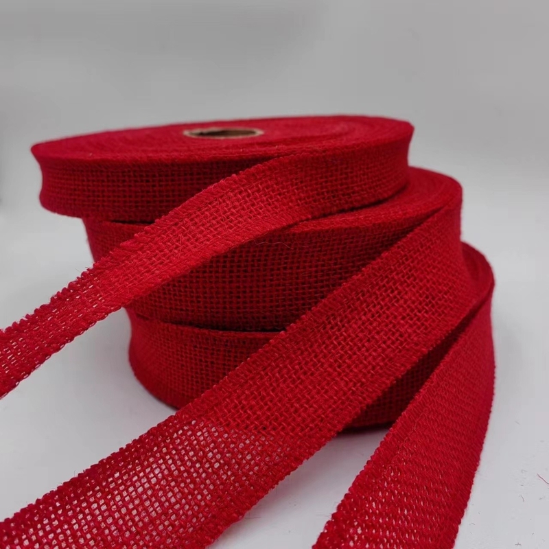 Personalización de accesorios de ropa de cinta de yute rojo con soporte de pedido de muestras de 7 días