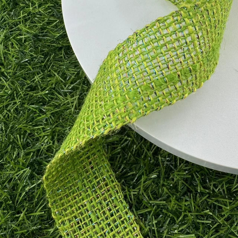 Decoración navideña cinta de oro de yute opción ecológica y sostenible para textiles para el hogar