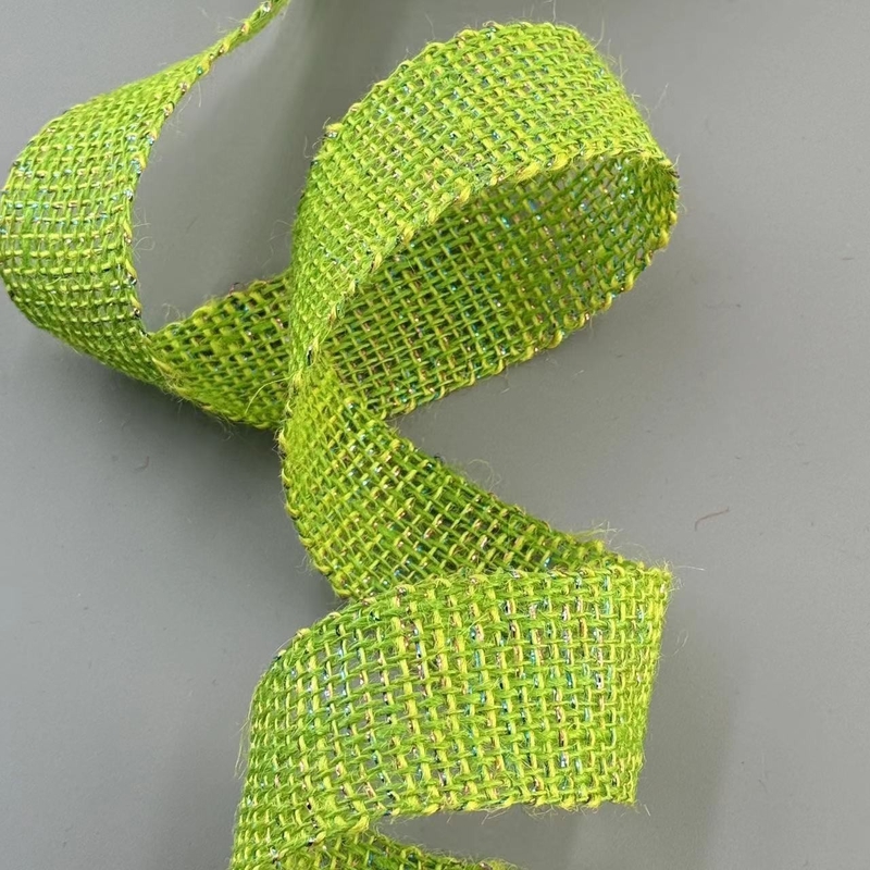 Decoración navideña cinta de oro de yute opción ecológica y sostenible para textiles para el hogar